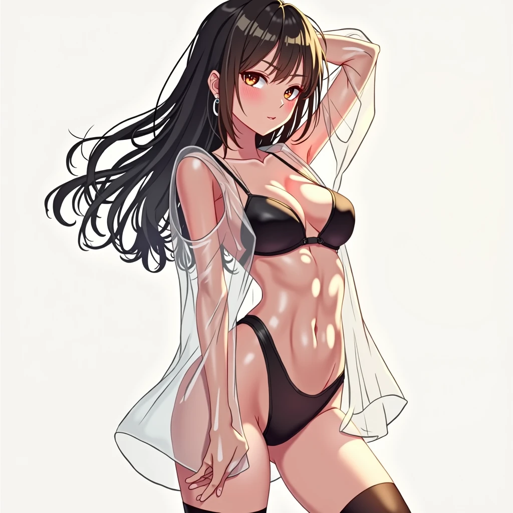 Anime woman with transparent clothes 

