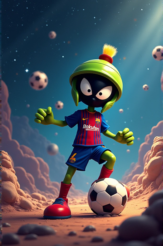 Marvin the Martian wearing the Barcelona Football Club jersey