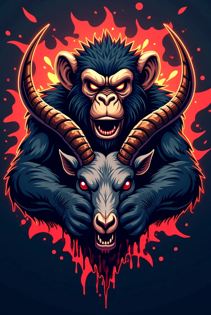 TIME E-sports LOGO with a monkey holding a goat's head with blood on the goat's head, MKT 500x500
