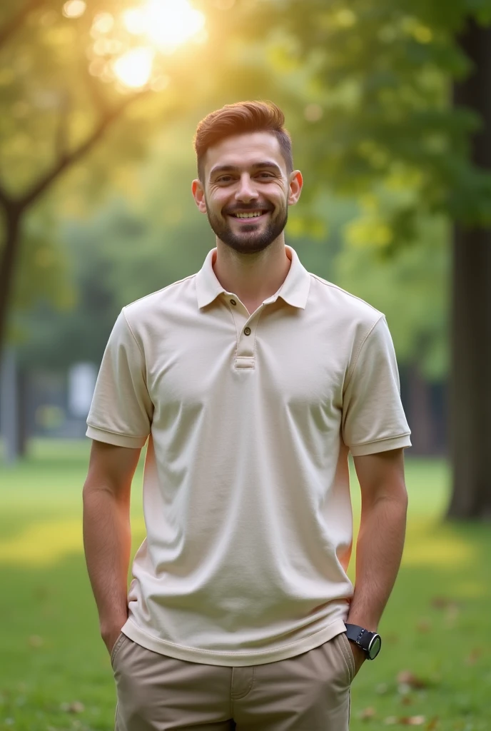 
-25 year old man with  **Face and Expression**: A friendly and welcoming face, with a gentle smile that conveys empathy and understanding. Eyes that show interest and attention.
- **body hair**: May have simple and neat hair, In a casual style, that is neutral and does not attract much attention.
- **Clothing**: Casual and comfortable clothes, like a polo shirt or a comfortable blouse, in neutral or soft colors.
- **stance**: An open and relaxed posture, showing that you are always ready to listen and help, with an air of tranquility and disposition.

This would create an image that is both accessible and reliable. What do you think?
- **body type**: Could be of average build, neither too strong nor too thin, to convey an image of balance and accessibility.
- **Height**: Something around average height, to be seen as a friendly and unintimidating presence.
- **lookin**: A kind and attentive look, that demonstrates empathy and genuine interest in what the person is saying. The gaze can be soft, but with an expression that shows involvement and understanding.

Thus, the image would be welcoming and reliable, reflecting a friendly and accessible presence.