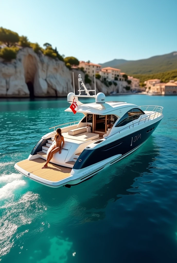 yacht off saint tropez, slight depth of field, kodak vision color, corps parfaitement ajusté, extremely detailed, Photograph_\(ultra\), photographiquerealistic, realistic, Post-traitement, maximum details, roughness, real life, ultrarealistic, photorealism, photographie, 8k uh, photographie
