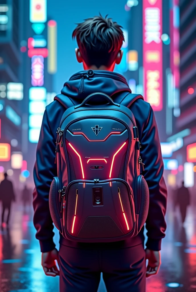 a futuristic school bag, for teenager, cool, have many function, cool design, futuristc design, mind blowing desing