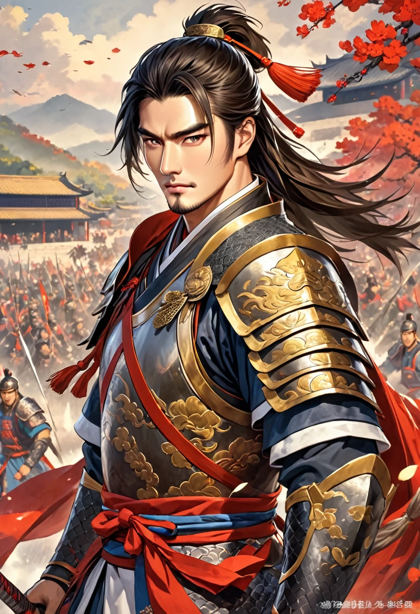 Three Kingdoms Zhou Yu, very handsome, Chinese armor, Spear Mastery, nice guy, splendor, shave
