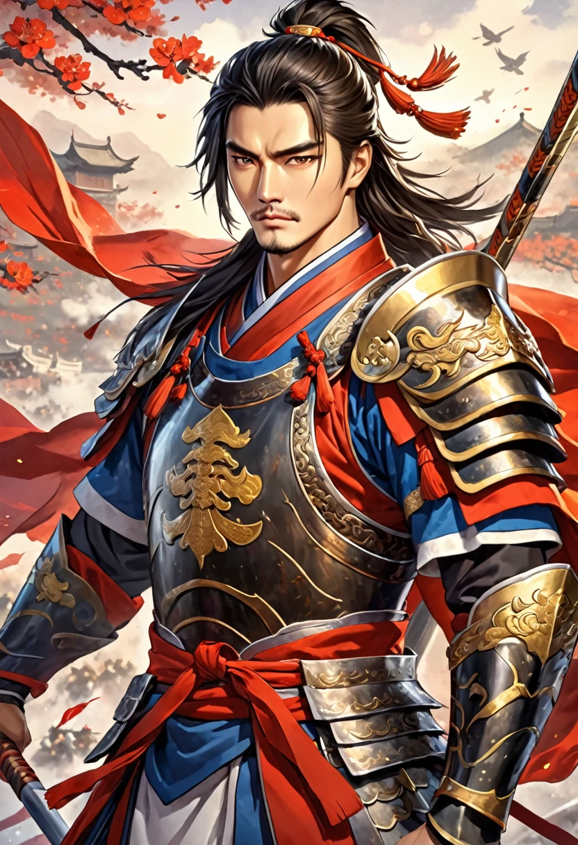 Three Kingdoms Zhou Yu, very handsome, Chinese armor, Spear Mastery, nice guy, splendor, shave