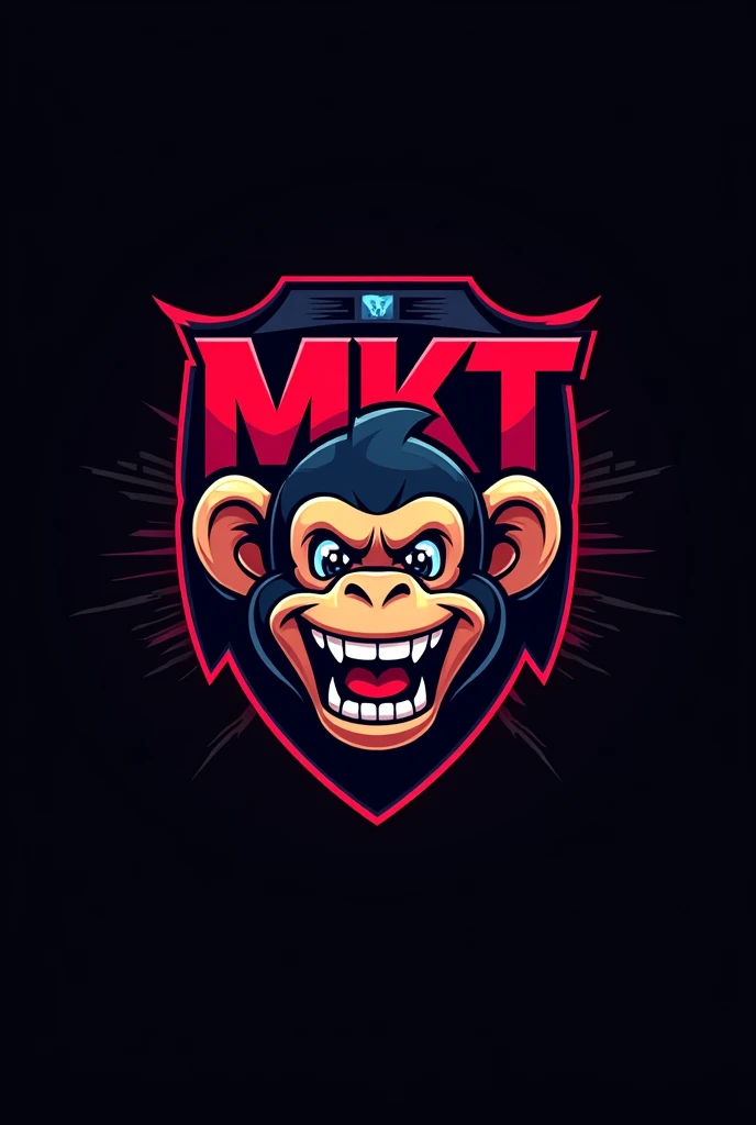 TIME E-sports LOGO with a monkey based on the mouth with red MKT acronym
