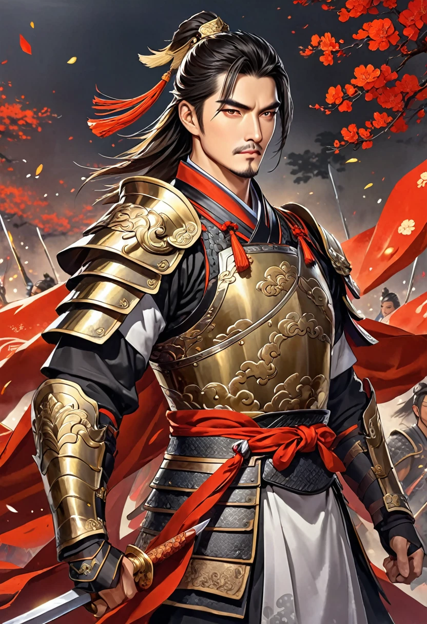 Three Kingdoms Zhou Yu, very handsome, Chinese armor, Spear Mastery, nice guy, fancy costumes, shave