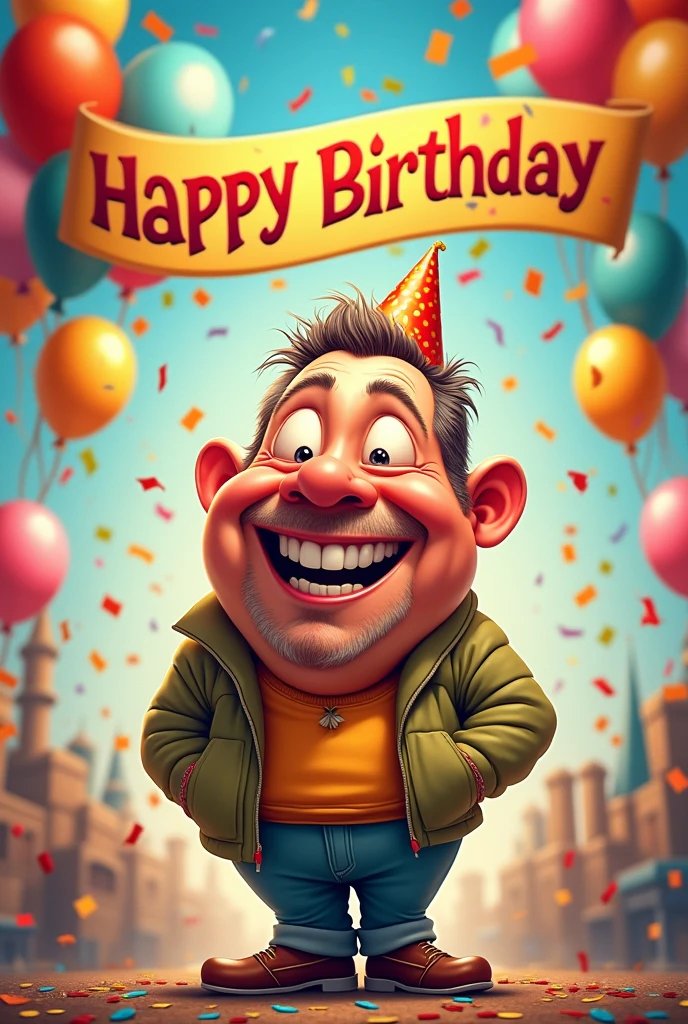 caricature anniversaire humoristique. 40 yearold man " Happy Birthday" 40 years