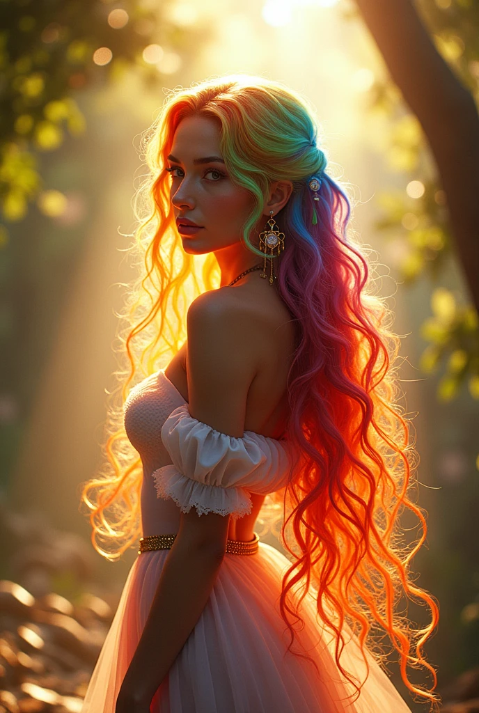 beautiful (zxzxberna), intricate colorful hair with , sunlight, beautiful lighting, vibrant lighting, intricate, highly detailed, elegant, smooth, by Ruan Jia and Artgerm and Anton Fadeev,