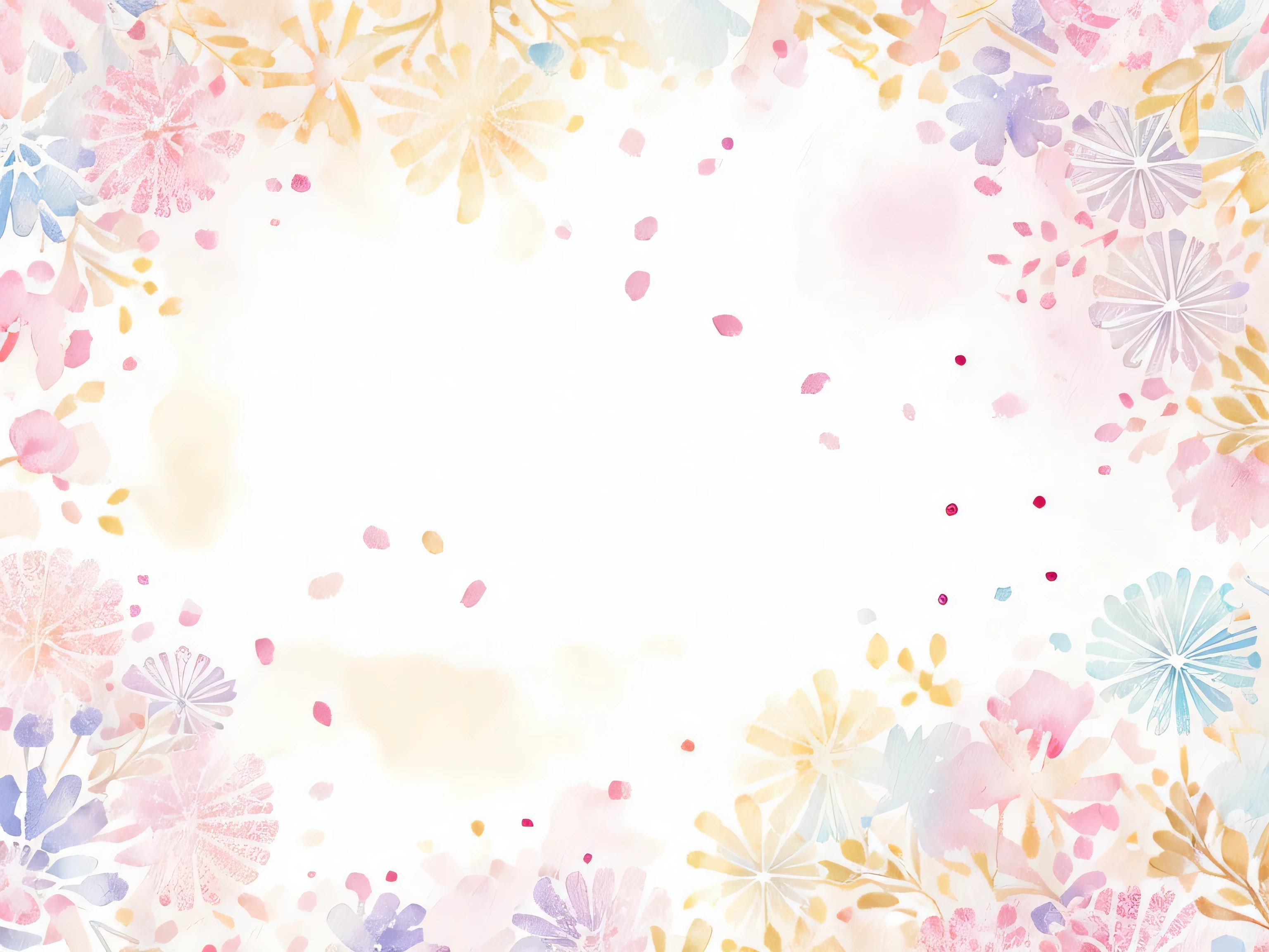 Watercolor background of fireworks　Background frame Japanese style Japanese pattern Fireworks Watercolor Wallpaper Texture Hand-drawn Illustration Gradient Fantastic　White background　pale　mist　Blur