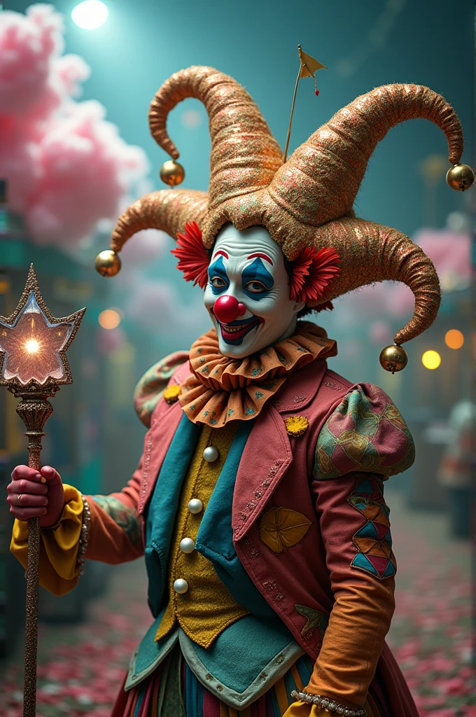 A clown with 5-sided leaves and a weapon 