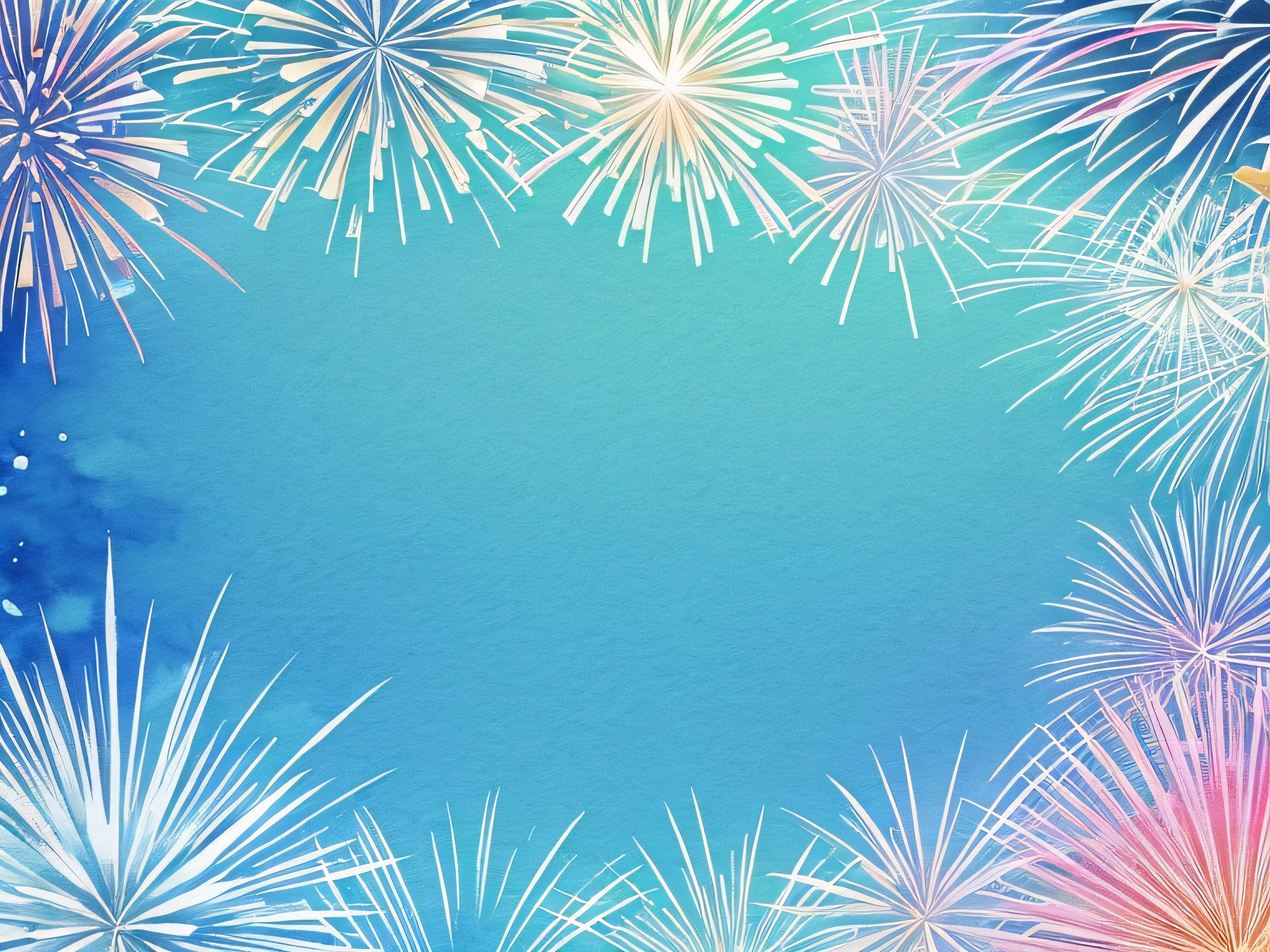 Watercolor background of fireworks Background frame Japanese style Japanese pattern Fireworks Watercolor Wallpaper Texture Hand-drawn Illustration Gradient Fantastic Light blue background pale