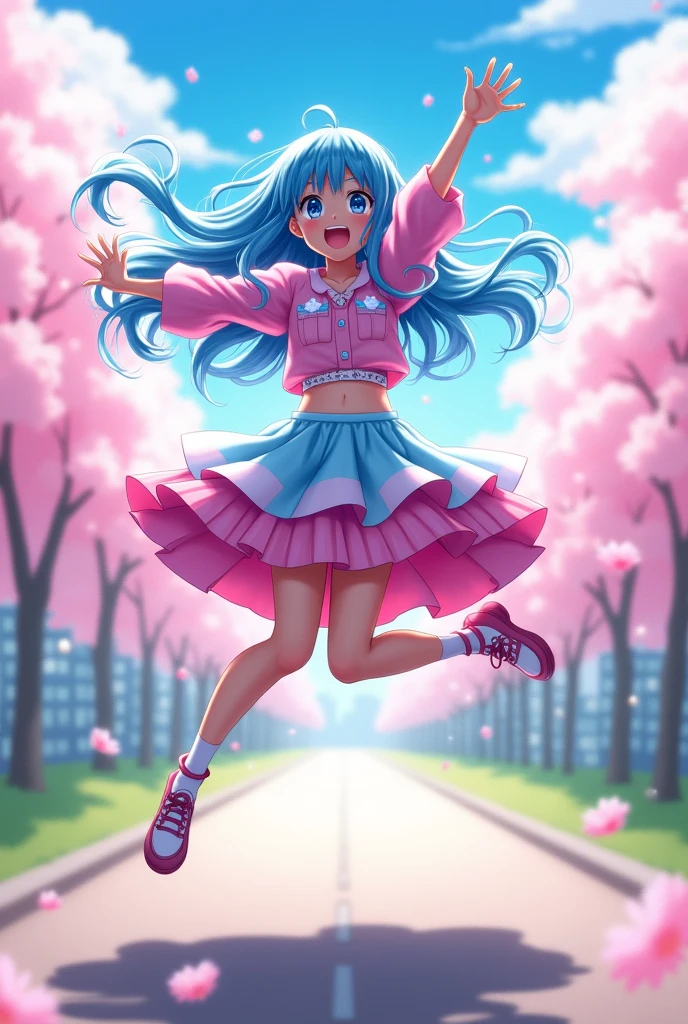 Spritz and jumps anime girl the character must be big
