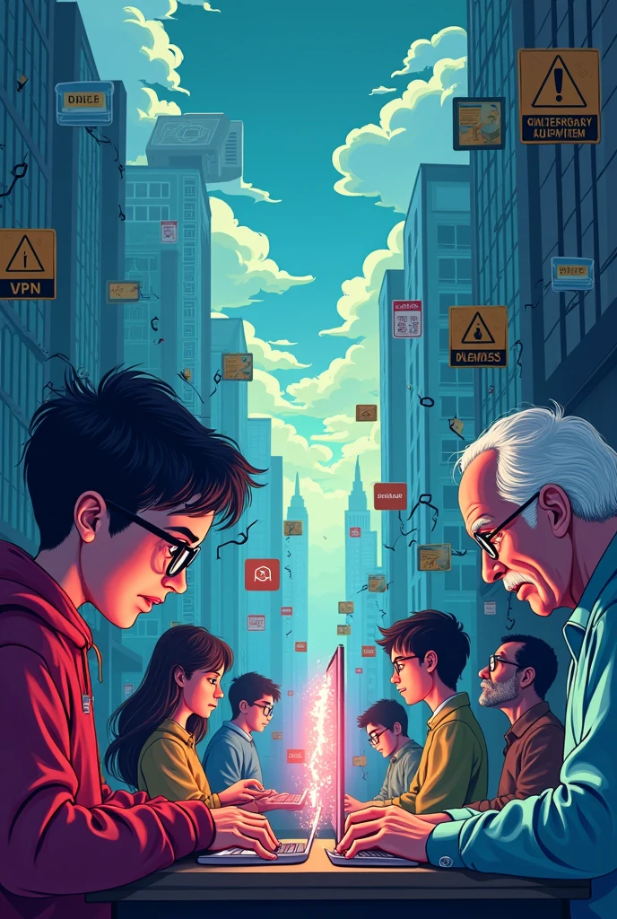 create a poster that shows issues or problems that may be encountered which is related to online safety and security.