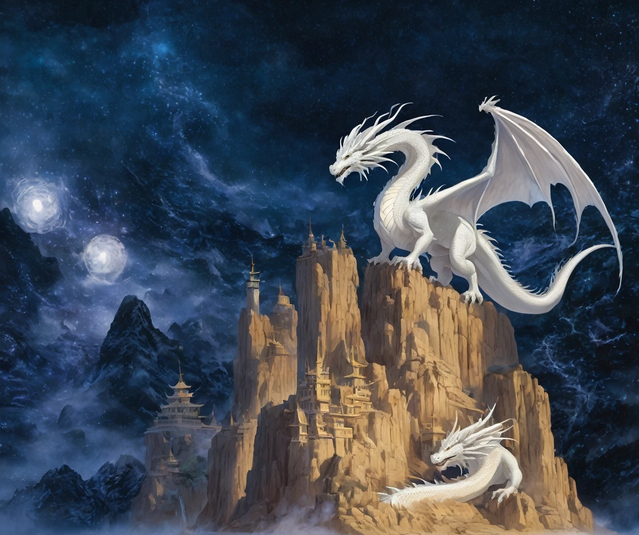 A mythological creature from the west, a white dragon with wings