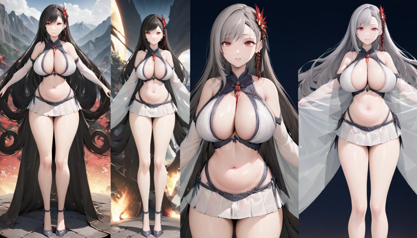high quality,HD,16K,Sharp Line,1 Girl,fantasy, (Fire Spirits),Pretty Face, Large Breasts, Beautiful legs,In the mountains,Focus Girl,detailed Pretty Face,Detailed clothes,beautiful eyes,Cool,Sexy,Dynamic Angle,穿着华服的神明Strike a pose拍照, Ancient mysterious sexy goddess, Traditional beauty woman, Beautiful female warrior god of war , Beautiful sexy goddess, Gorgeous role-playing, high, Beautiful young girl, Beautiful woman, 华丽Beautiful woman, Complex clothing,Chinese Mystical Aesthetics, Beautiful Asian ancient mysterious girl, Extremely detailed shot of the goddess, Jaw-dropping sexy beauty, Big breasts deep neckline sexy belly button(butt), (bedroom), (Sexy Girls), masterpiece, best quality, Bangs, blush, Chest, clavicle, Eyebrows visible through hair, (Ombre gold hair), Jewelry, Long hair,Bright Eyes, ring, (solitary), illustration, fashionable, miss, Strike a pose, background, element, confident, Express, Accessories, majestic, striking, key point, Dynamic poses, ((plump)), (black))Woman in transparent dress,Viewer,(((Full breasts, Keeley University))),Slim waist,(Navel exposed,Bare waist), Long hair, extreme detailed details, 详细的fantasy艺术, Stunning character art, Beautiful and exquisite character art, Beautiful transparent dress, Very detailed, Large Breasts,Chest,Golden ratio figure,Beautiful figure,Ultra wide-angle shooting,Full body shot拍摄,Body close-up,Full body shot,Wearing a pleated tulle skirt,柔和动漫illustration, 柔和的深色background,Fujifilm XT3 Clear focus, f 5.6, High Detail, Clear focus,(Wearing openwork clothing),, (Natural light), (Tempting)translucent, Good velvet quality, Compared, Divine Light,, Silver hair, 天空background, Absolute Strength,Female Shinmei,穿着性感丝绸的Female Shinmei,,Large Breasts,Chest,Golden ratio figure,Beautiful figure,Ultra wide-angle shooting,Full body shot,Body close-up,Full body shot, Wearing a tulle dress, Model shooting style, Large Breasts,饱满Chest,Golden ratio figure,Beautiful figure,(Extremely detailed CG 8k wallpaper unit), The most beautiful artistic photos in the world, , 8K 超HD, ) on the beach,Sexy lazy posture,Sexy seductive expression,best quality,masterpiece,Ultra-high resolution,(Practical:1.4),original photo,Ultra-high resolution