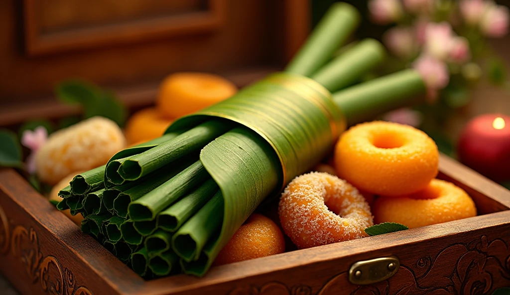 Bundle of beedis with sweets in a sweet box image