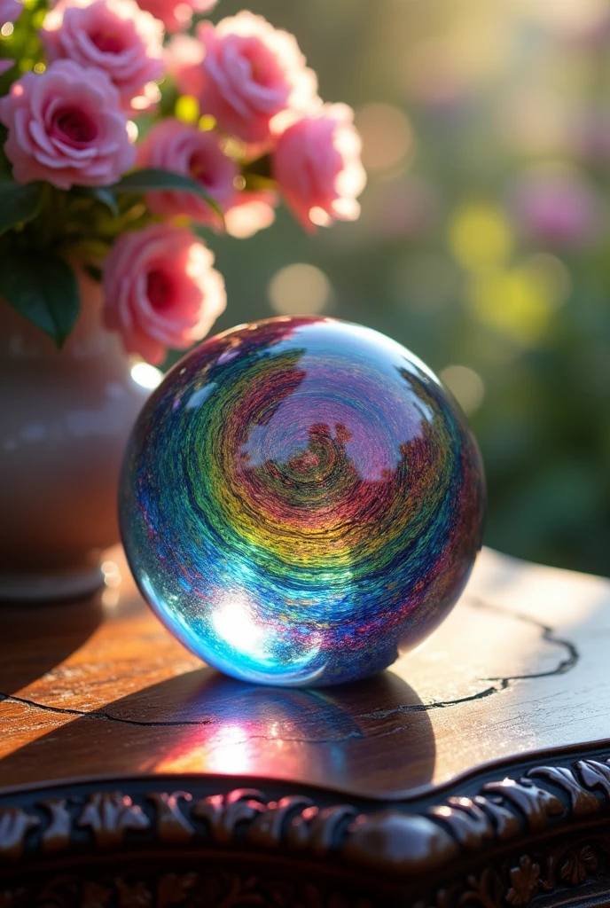 Sphere marble made of rainbow