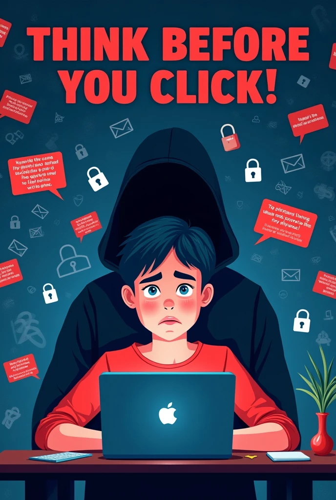 create a poster that shows issues or problems that may be encountered which is related to online safety and security.