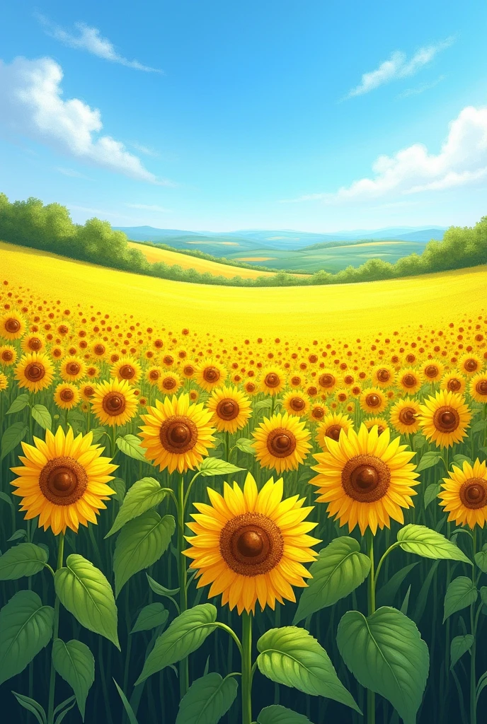 Sunflower field、Landscape painting、No people