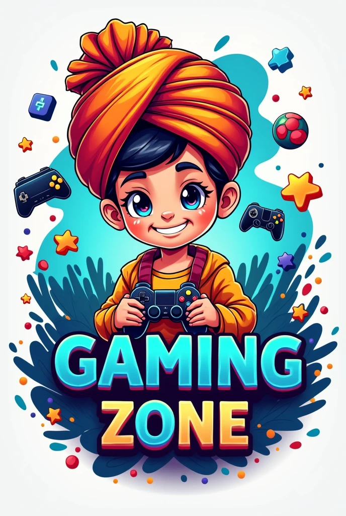 Genrate logo for you tube with beautiful turban boy with name gaming Zone Bti