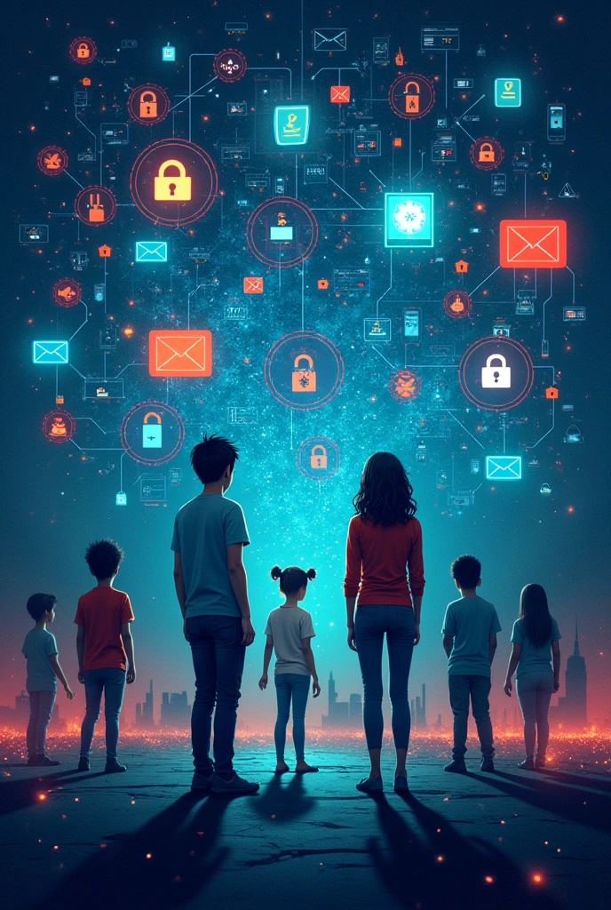 create a poster that shows issues or problems that may be encountered which is related to online safety and security.
