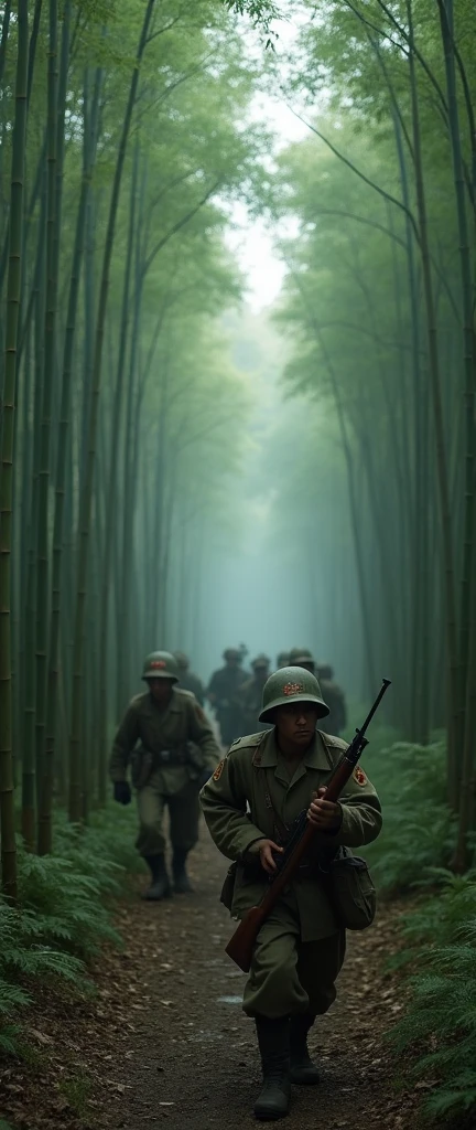 Today's challenge theme:WWII Japanese soldiers moving through a dark Bamboo Forest