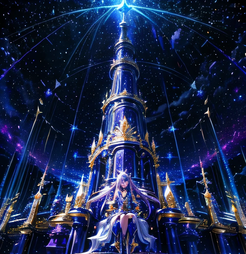Saint Seiya pandora Purple Long Hair Heinstein Throne Beautiful Aurora Snow Scene Starry sky12constellation