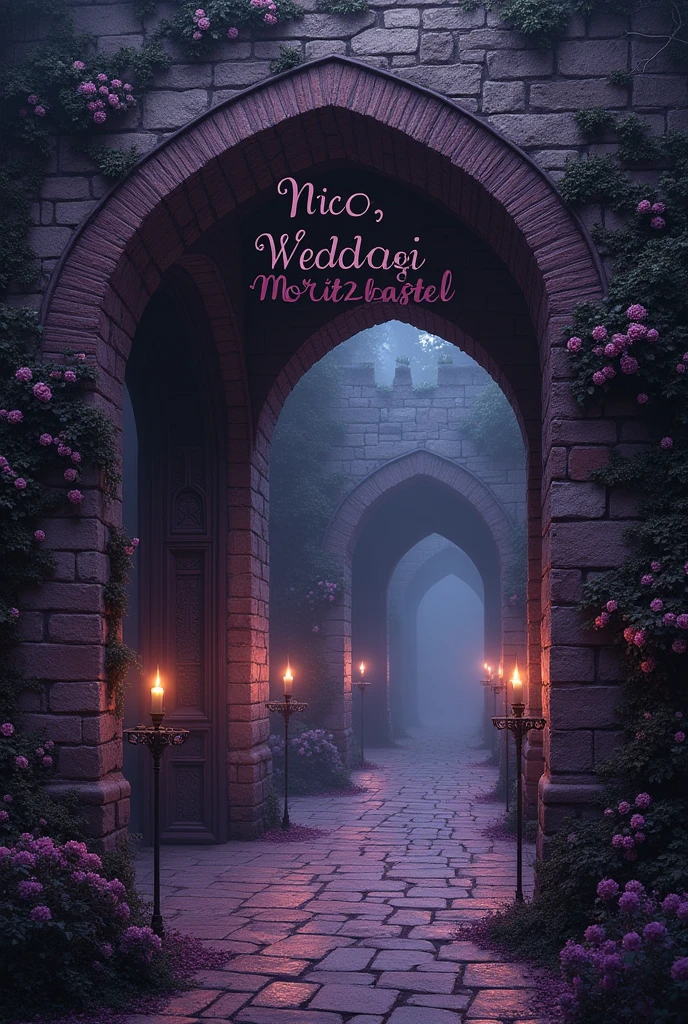 the couple SINA and NICO are going to get married at a location called MORITZBASTEI, i need a goth rock artwork. Be sure to visualize the Names SINA and NICO plus the name of the location WEDDING AT MORITZBASTEI. Fo not feature people in the artwork. Make sure the the spelling is correct