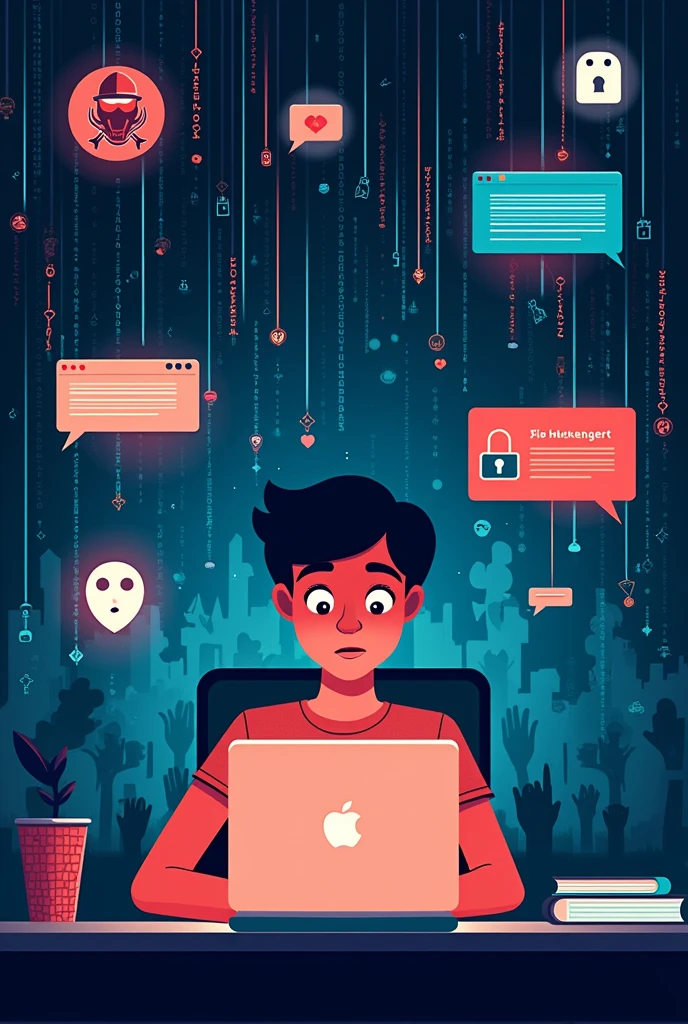 create a poster that shows issues or problems that may be encountered which is related to online safety and security.