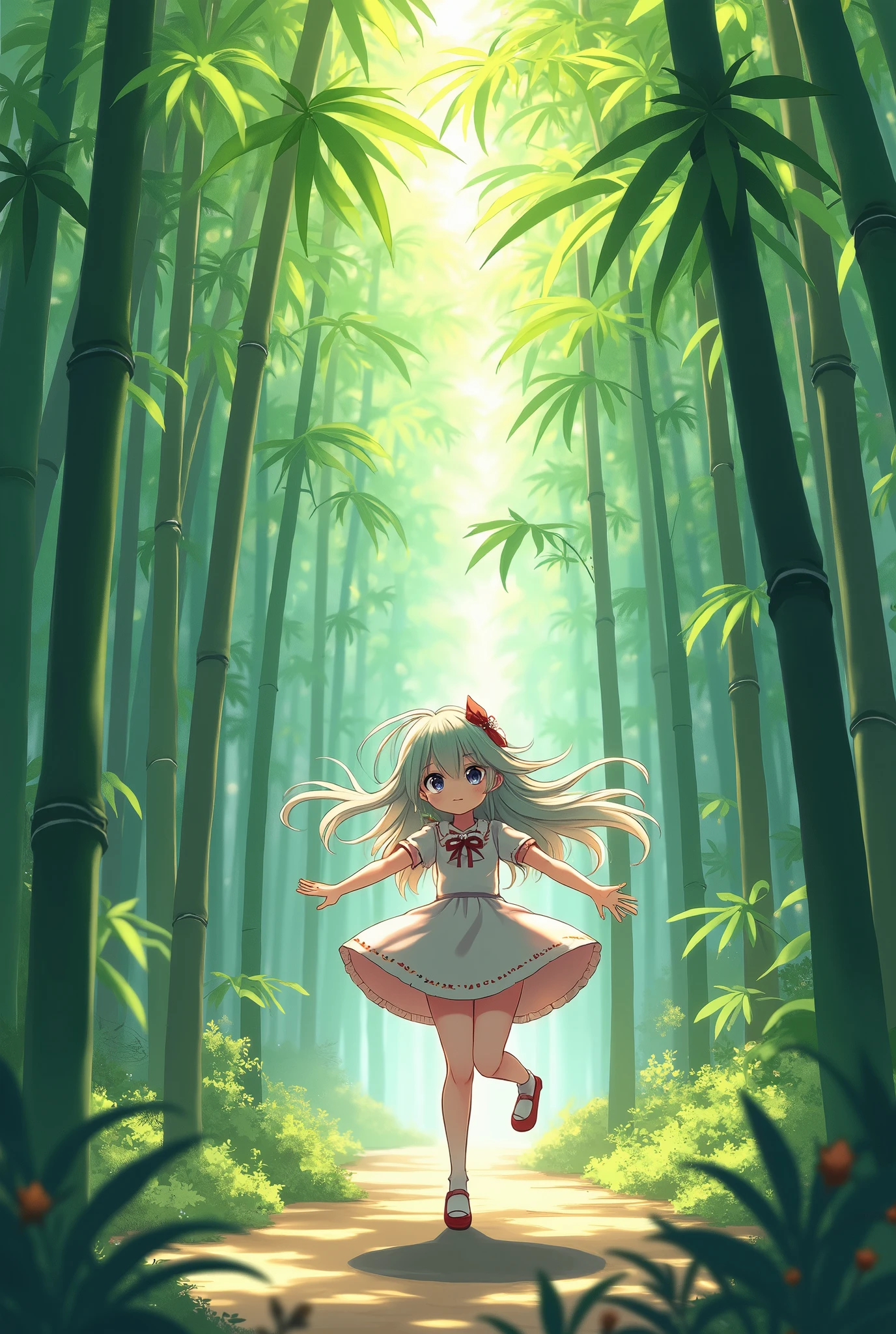 (masterpiece), Highest quality, (ultra-detailed), (Anime Style), Bamboo Forest,