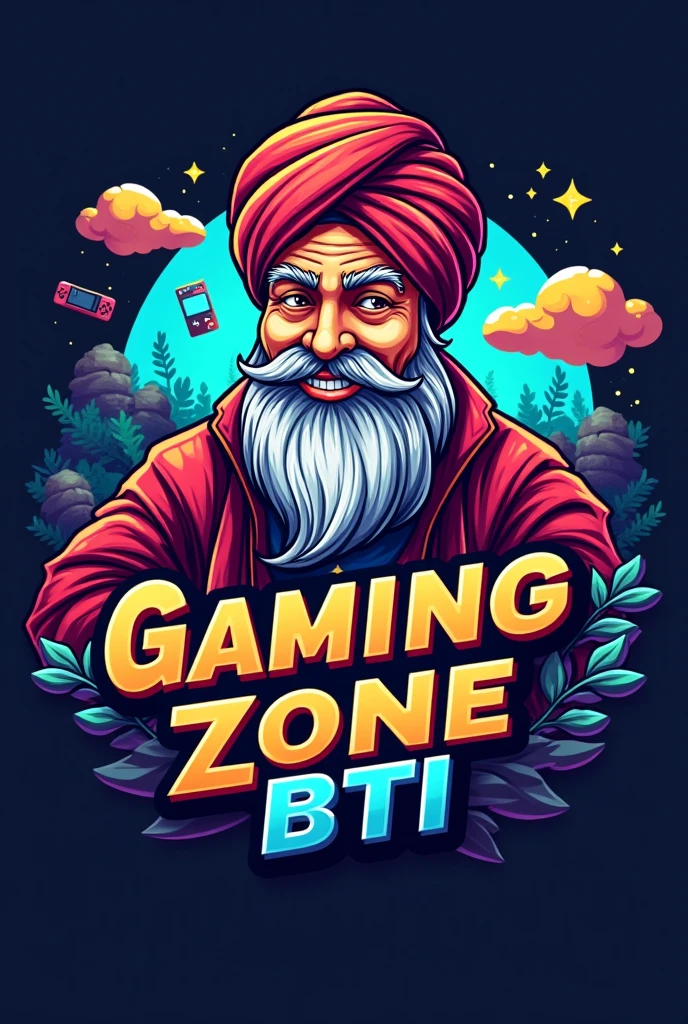 Genrate logo for you tube with turban mature with name gaming Zone Bti