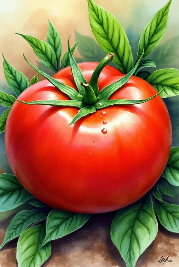 Tomato watercolor painting