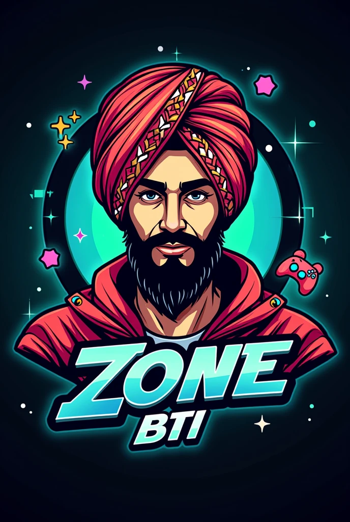 Genrate logo for you tube with turban with name gaming Zone Bti