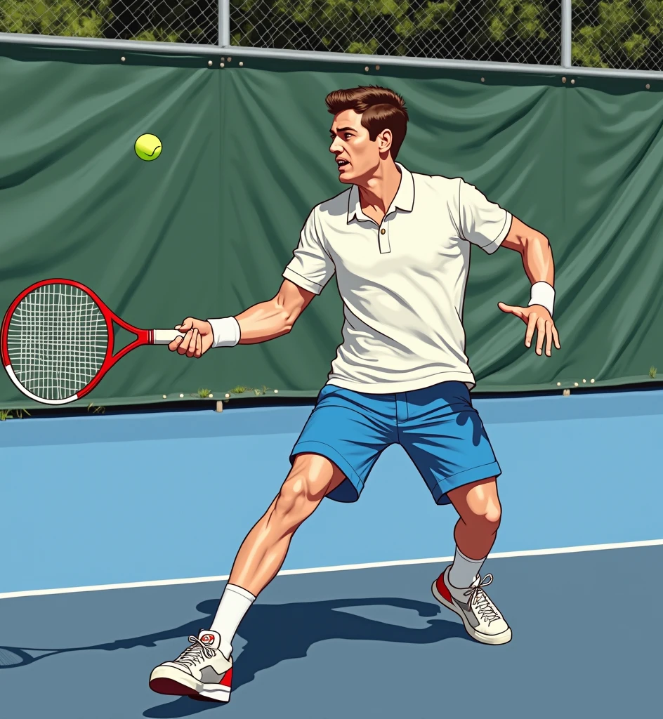 Man playing tennis，Attentively，Cool action，Wallpaper Art, Ultra HD Wallpaper，Comic book characters