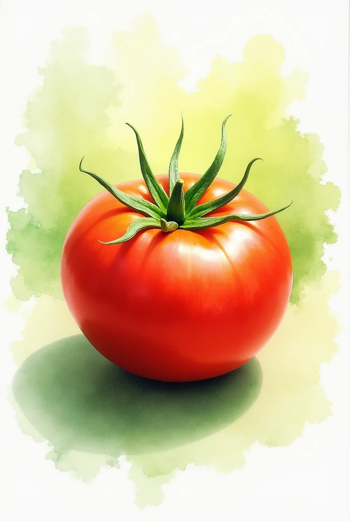 Watercolor painting of a tomato without leaves