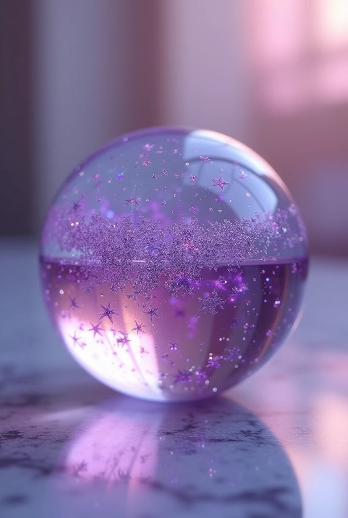 Purple sphere marble with sparkling glitter 