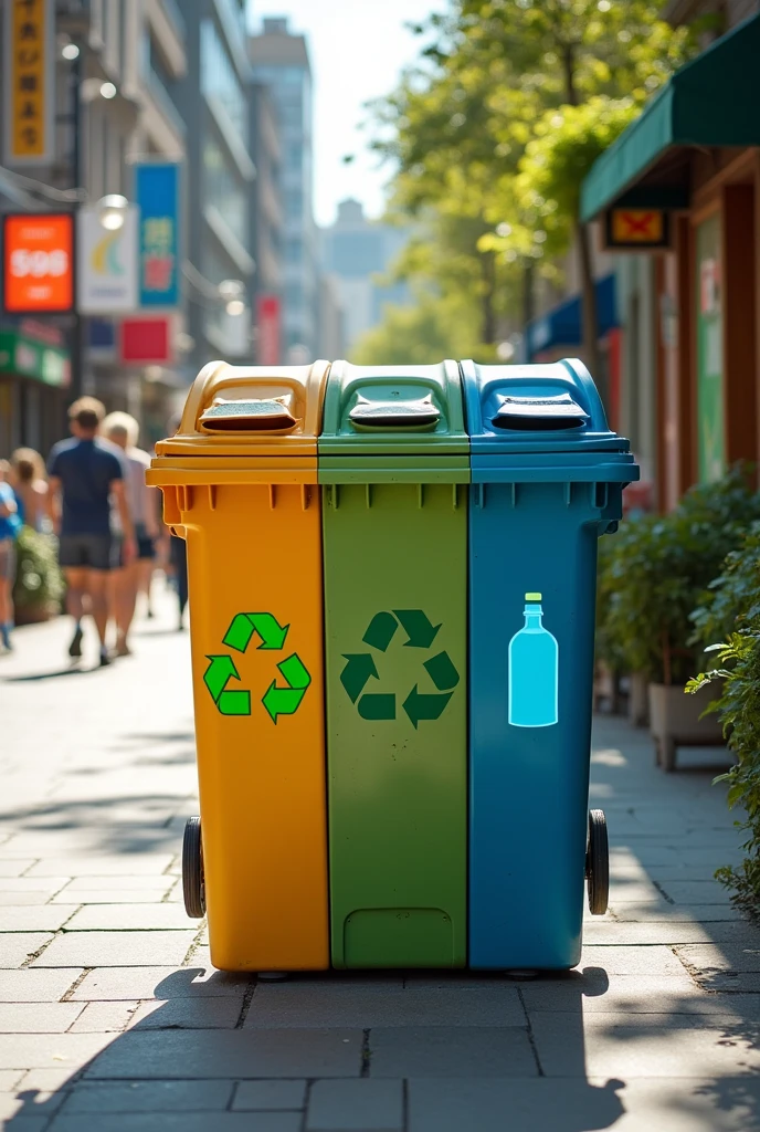 A garbage bin with a separation of biogradable non biogradable and plastic bottles