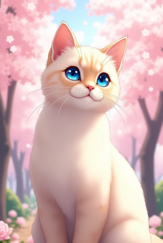 Anime Birman Sacred Cat looking to the side