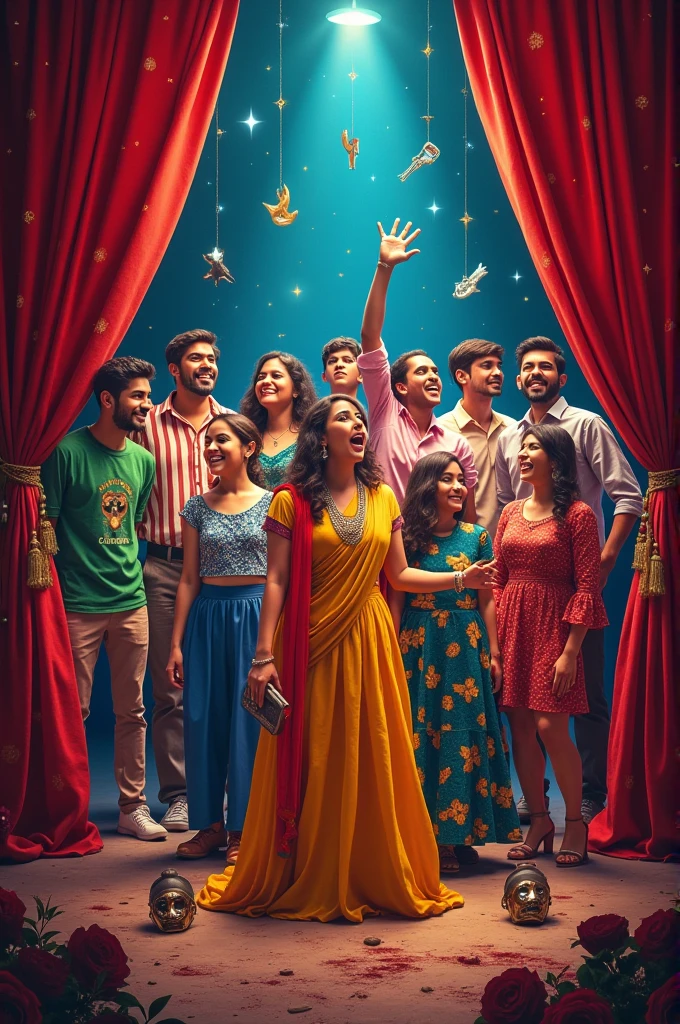 Make a poster on the theatre drama club named as "Expressions club" with tag line "Zindagi rangmanch hai".