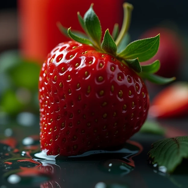 Logo style, Label for a juice bottle, Juicy strawberry, Strawberry juice splashes, bright shades