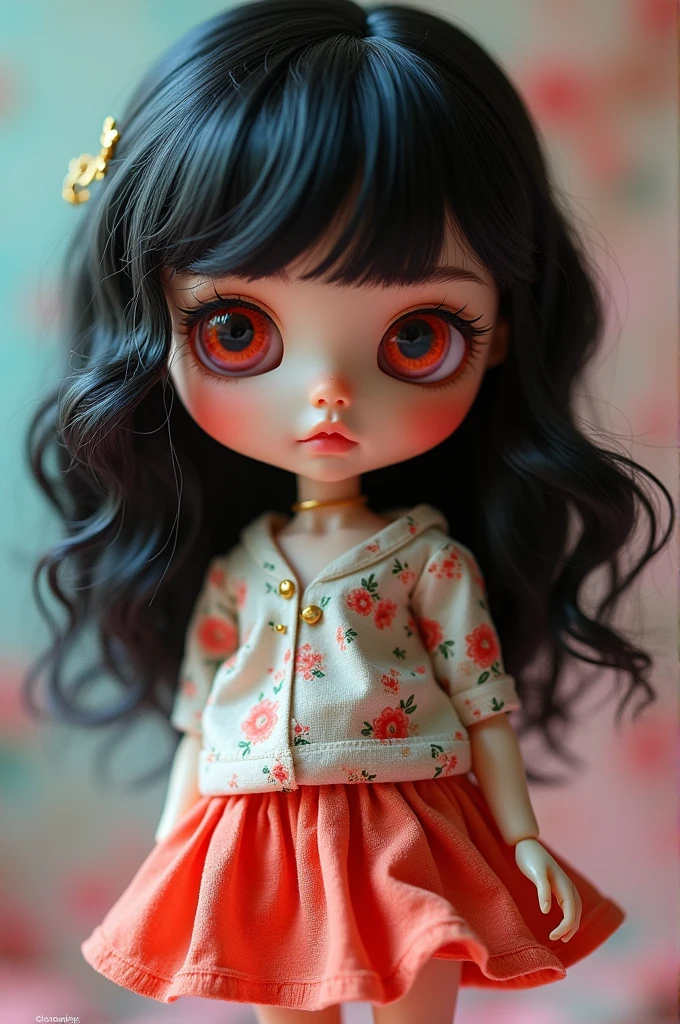 doll joints, Black Hair, Red eyes, mini skirt