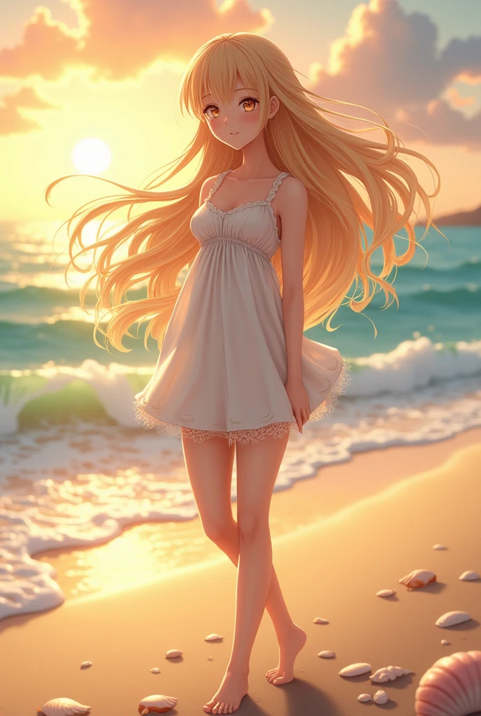 anime girl, blonde,sensual, Whole body, nudist
