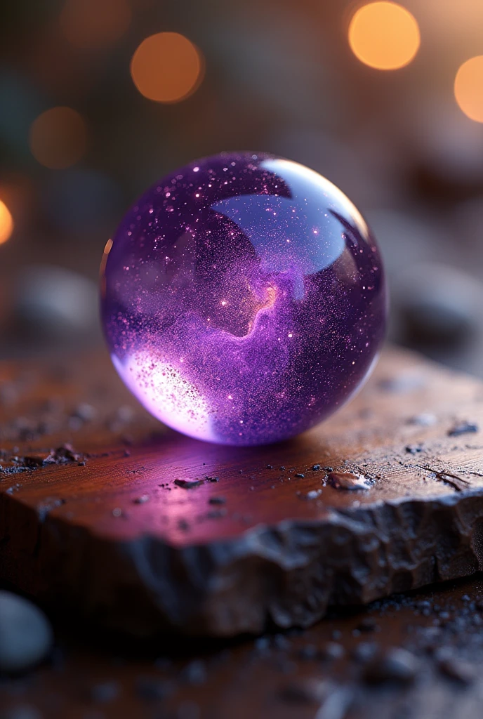 Purple sphere marble with sparkling magic in it