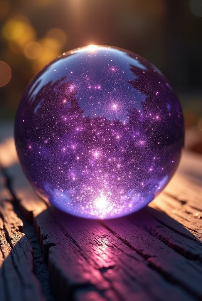 Purple sphere marble with sparkling magic in it