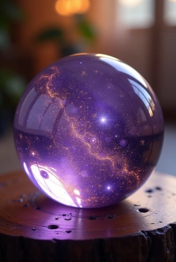 Purple sphere marble with sparkling magic in it