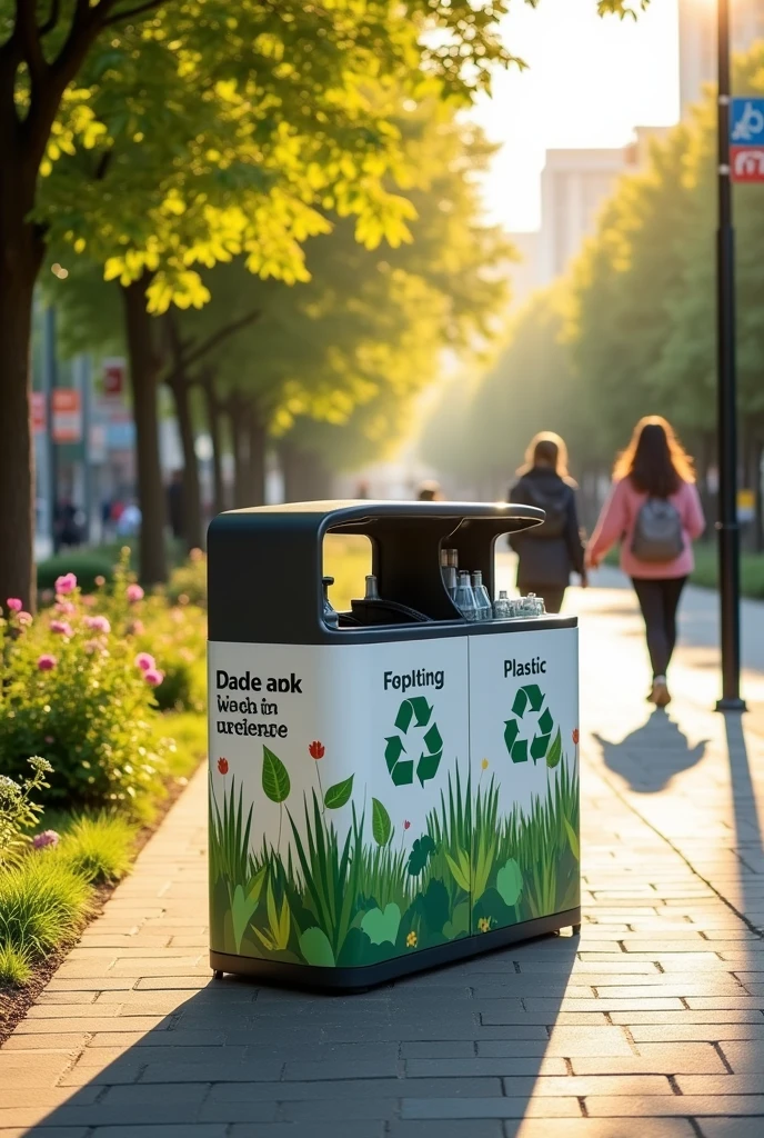 A one garbage bin with a separation of biogradable, non biogradable, and plastic bottles
