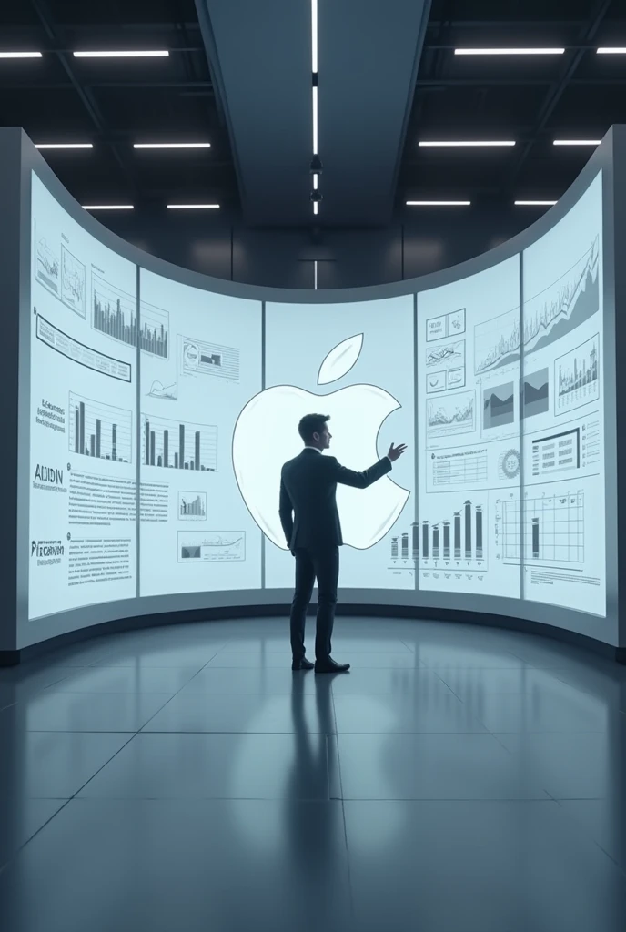 A greyish animated picture that defines controlling function in management of the apple company