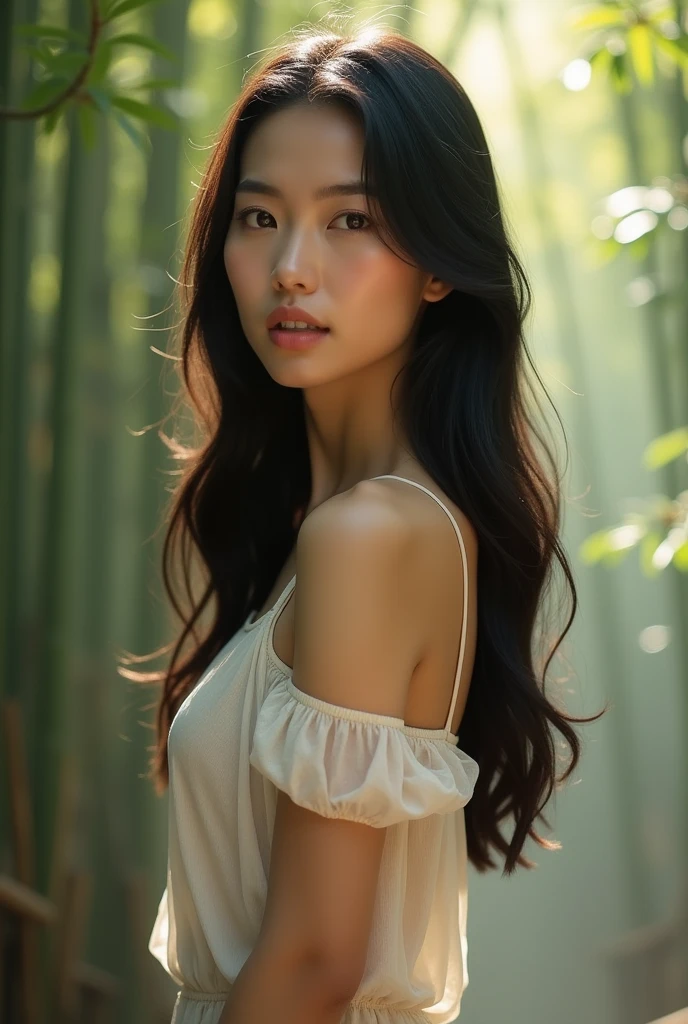 Slim fit vietnamese woman, mid 30s, pretty, small boobs, naked, 