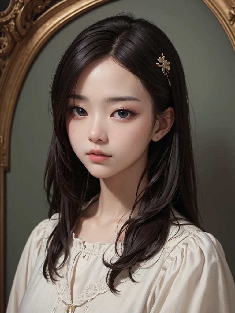 最high quality, high quality, masterpiece, High resolution, Ultra-detailed, one person&#39;s, cute, Eastern European woman, White panties、Angle from behind、Black Hair, Navy blue short skirt、Showing nipples, White dress shirt, Black Over-Knee High Socks, Very intricate details、4K