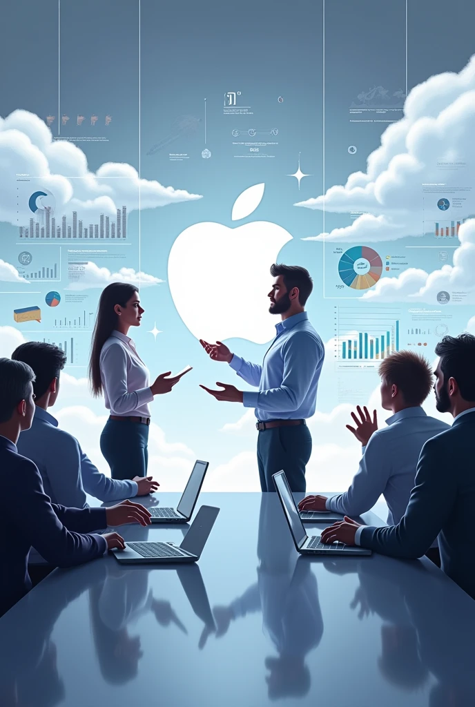 A greyish animated picture that defines planning function in management of the apple company